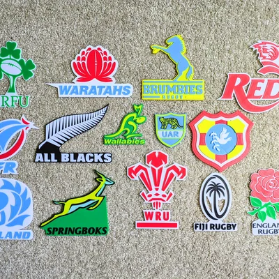 Bộ sưu tập logo các đội bóng bầu dục (Rugby) in 3D đa màu sắc