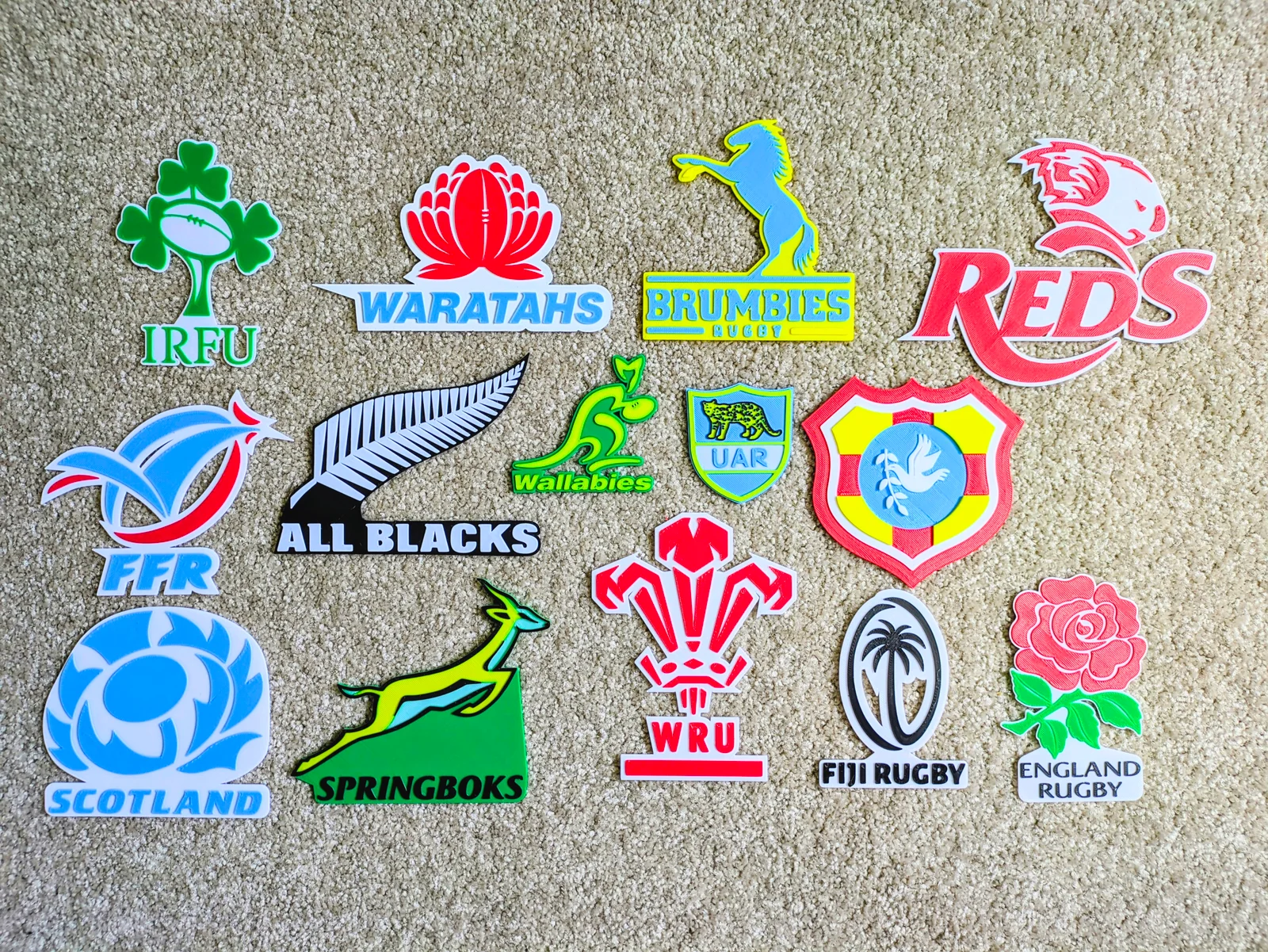 Bộ sưu tập logo các đội bóng bầu dục (Rugby) in 3D đa màu s… 1