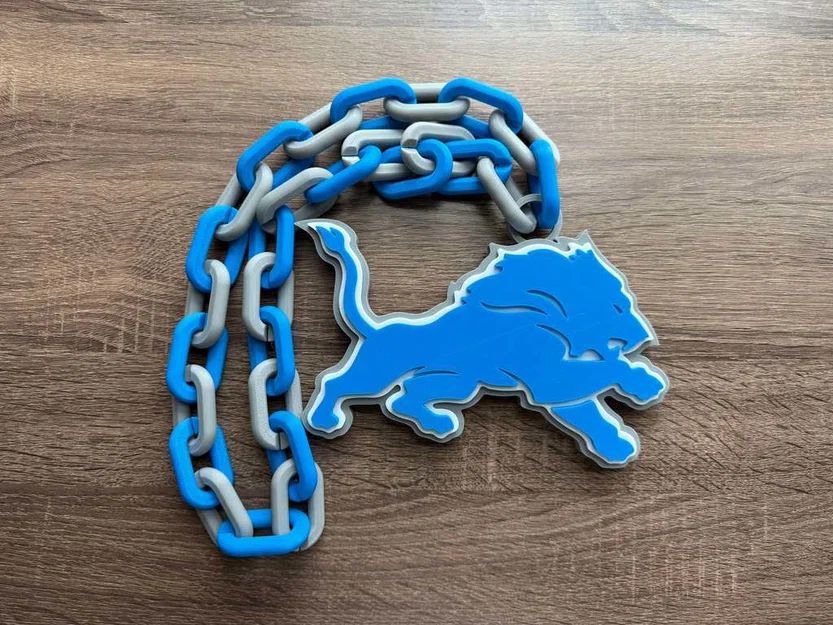 Vòng cổ kiêm mặt dây chuyền Detroit Lions cỡ lớn - Image 1