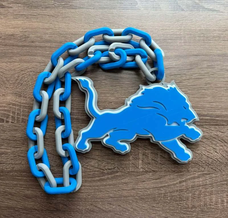 Vòng cổ kiêm mặt dây chuyền Detroit Lions cỡ lớn