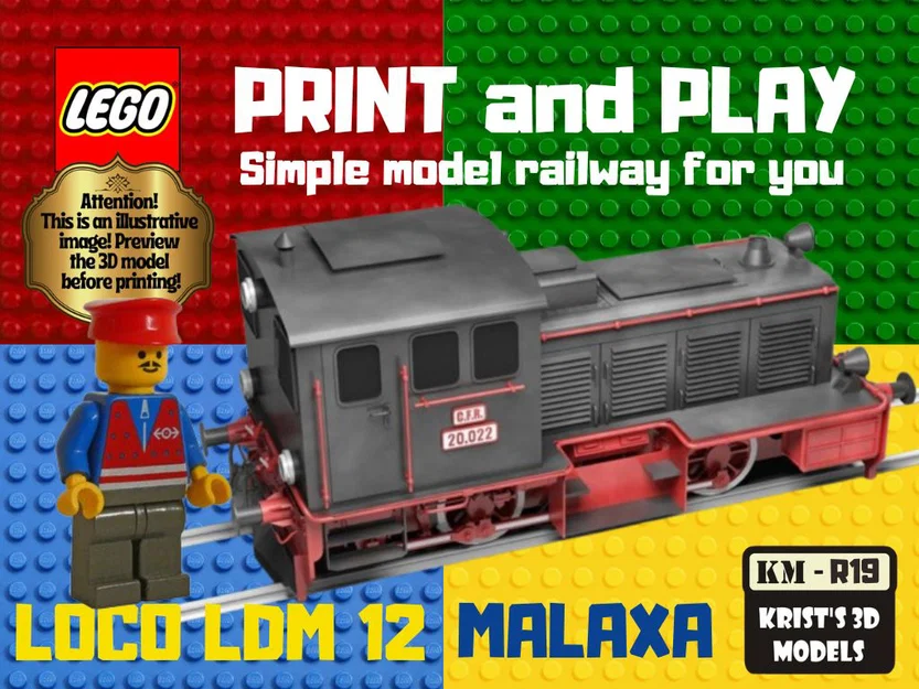 Mô hình đầu máy xe lửa LEGO Locomotive LDM 12 MALAXA in 3D - Image 1