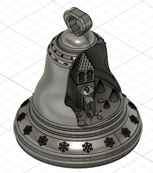 Chuông Giáng sinh với mô hình nhà thờ bên trong - Image 3