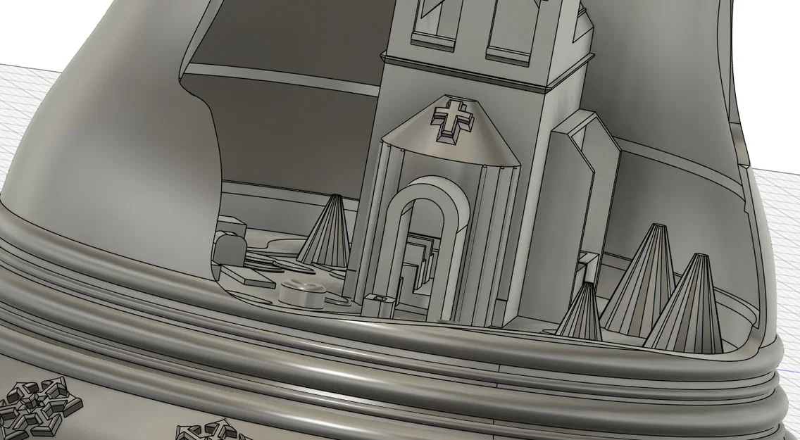 Chuông Giáng sinh với mô hình nhà thờ bên trong - Image 4