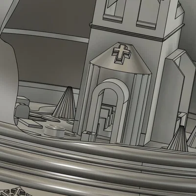 Chuông Giáng sinh với mô hình nhà thờ bên trong