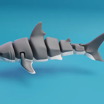 Mô hình cá mập trắng lớn khớp nối (in đơn màu & đa màu)