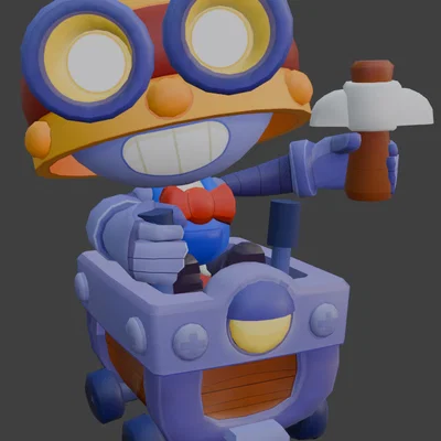 Mô hình 3D Carl Brawl Stars - Chú robot thợ mỏ cực chất