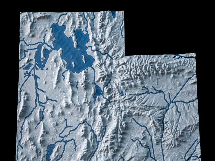 Bản đồ địa hình tiểu bang Utah, Hoa Kỳ (UT) với hệ thống sông ngòi - Image 8