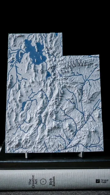 Bản đồ địa hình tiểu bang Utah, Hoa Kỳ (UT) với hệ thống sông ngòi - Image 9