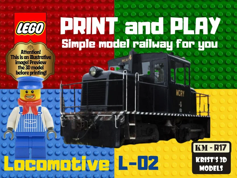Mô hình đầu tàu hỏa LEGO Locomotive L-02 - Bản in 3D chất lượng - Image 1