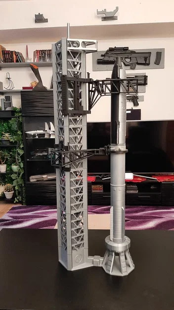 Mô hình tàu vũ trụ Superheavy Starship và Tháp phóng (Launch Tower) - Image 1