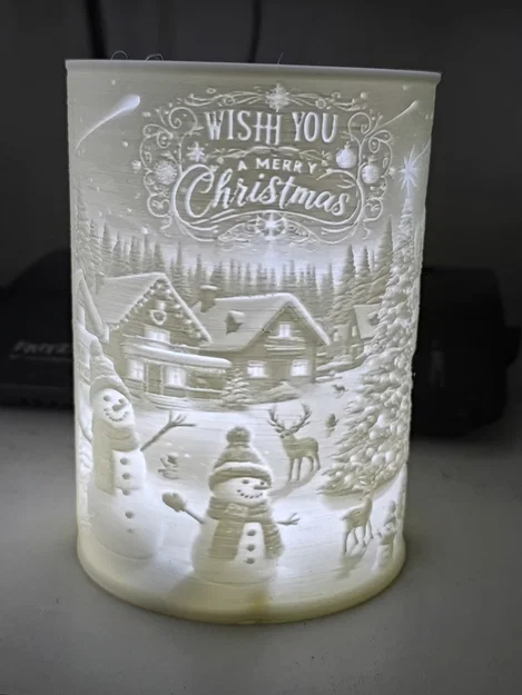 Đèn trụ Lithophane Giáng Sinh: Trang trí Noel độc đáo - Image 1