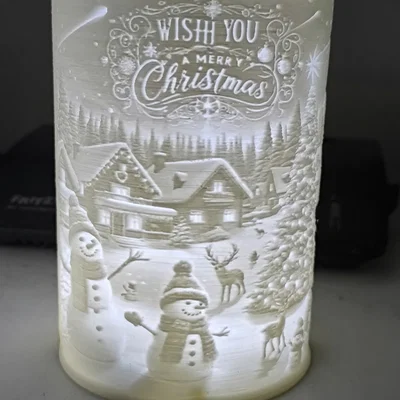 Đèn trụ Lithophane Giáng Sinh: Trang trí Noel độc đáo
