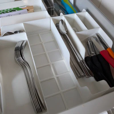 Bộ khay đựng dao muỗng nĩa chuẩn Gridfinity in 3D cho ngăn kéo