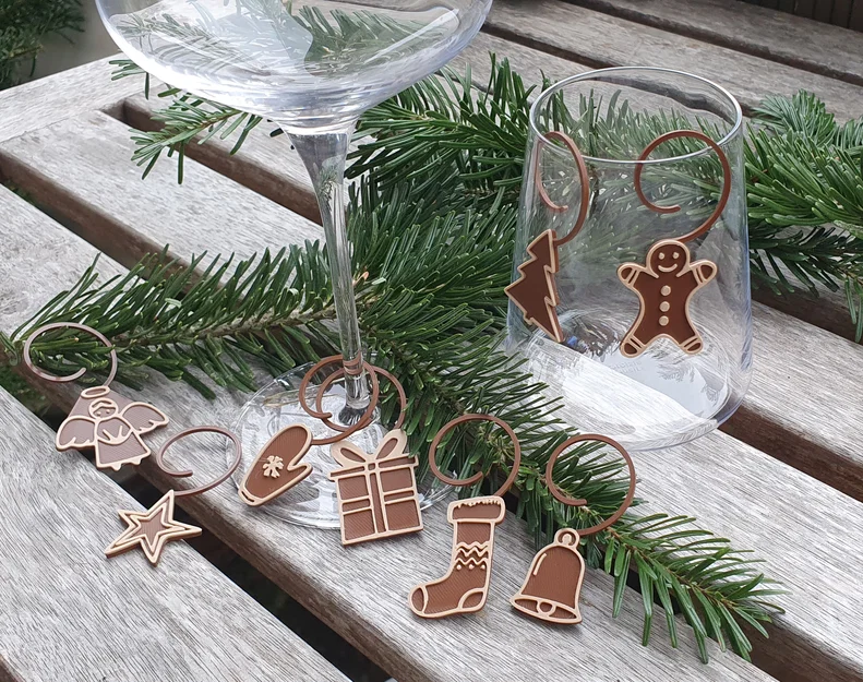 Thẻ đánh dấu ly Giáng sinh - Trang trí tiệc mừng - Image 1