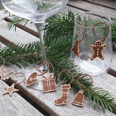 Thẻ đánh dấu ly Giáng sinh - Trang trí tiệc mừng