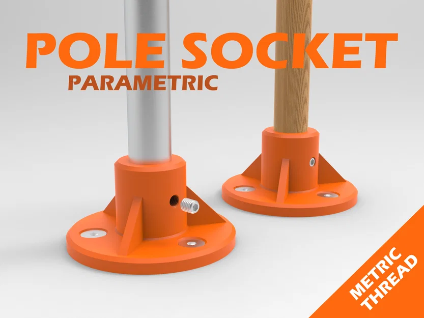Đế giữ trụ đa năng Parametric Pole Socket in 3D chắc chắn - Image 1