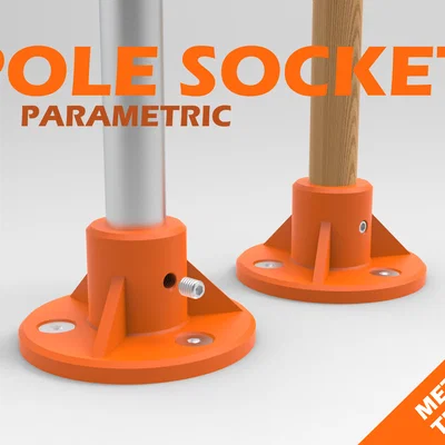 Đế giữ trụ đa năng Parametric Pole Socket in 3D chắc chắn
