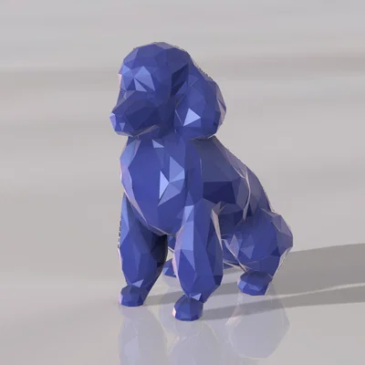 Mô hình trang trí chó Poodle phong cách Low Poly
