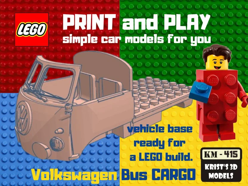 Đế xe Volkswagen Bus Cargo Base tương thích LEGO cho mô hình lắp ráp - Image 1
