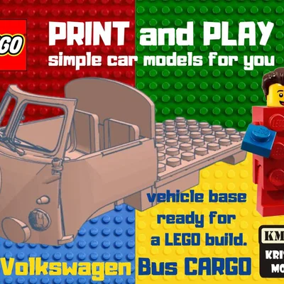 Đế xe Volkswagen Bus Cargo Base tương thích LEGO cho mô hình lắp ráp