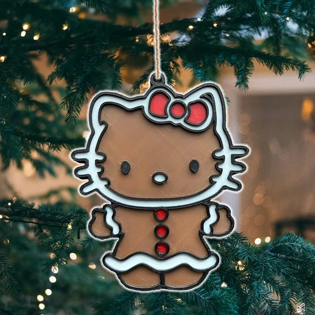 Đồ trang trí cây thông Noel hình Hello Kitty bánh gừng - Image 1