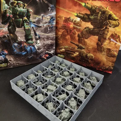 Khay lưu trữ mô hình Battletech 5x5 (chiều cao một nửa) - Xếp chồng được