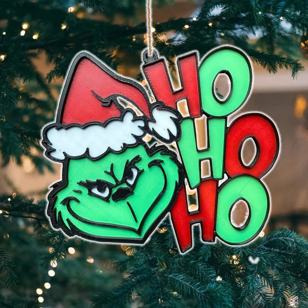 Đồ trang trí cây thông Noel hình The Grinch Ho Ho Ho - Image 1