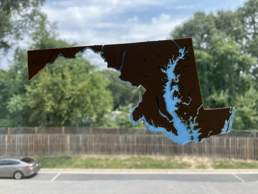 Bản đồ địa hình Maryland, USA (MD) cùng sông ngòi in 3D - Image 2