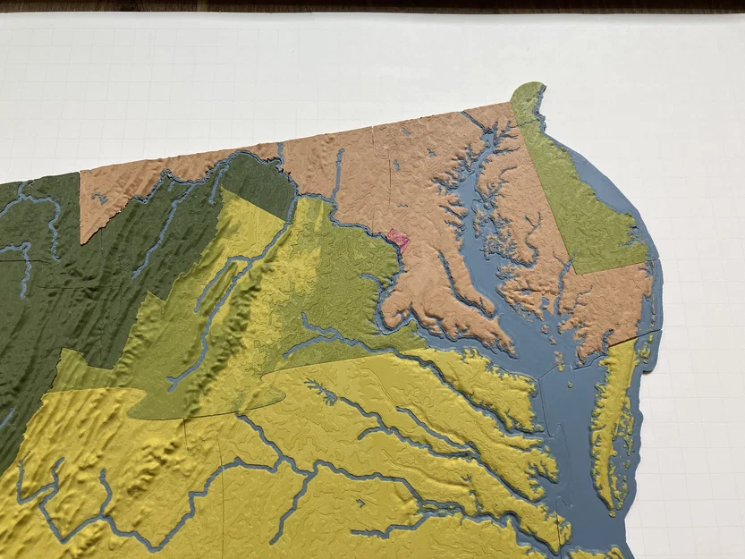 Bản đồ địa hình Maryland, USA (MD) cùng sông ngòi in 3D - Image 3