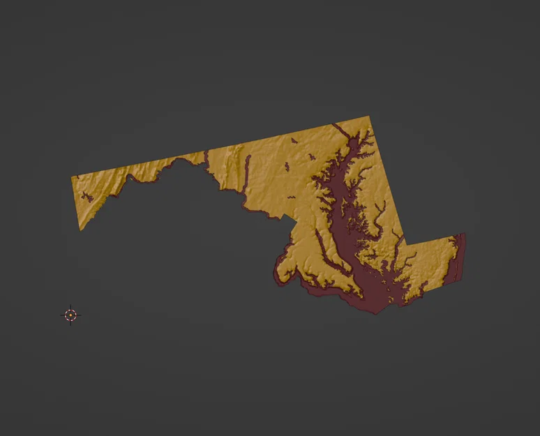 Bản đồ địa hình Maryland, USA (MD) cùng sông ngòi in 3D - Image 5