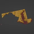 Bản đồ địa hình Maryland, USA (MD) cùng sông ngòi in 3D - Thumbnail 5