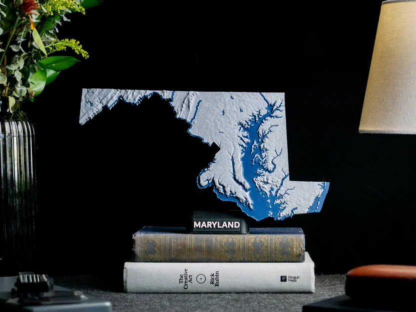 Bản đồ địa hình Maryland, USA (MD) cùng sông ngòi in 3D - Image 11