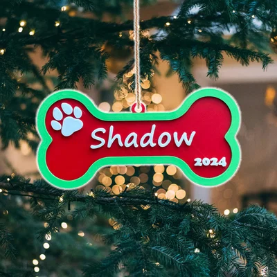 Đồ trang trí Giáng sinh: Xương đeo tên tùy chỉnh cho cún cưng