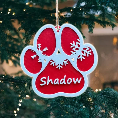 Đồ trang trí Giáng sinh: Bảng tên hình chân chó tùy chỉnh