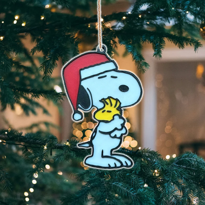 Mô hình Snoopy ôm Woodstock treo cây thông Noel
