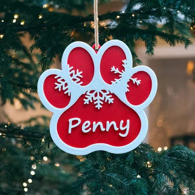 Đồ trang trí Giáng sinh: Mô hình bàn chân mèo khắc tên cá nhân hóa