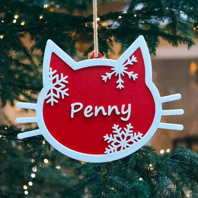 Đồ trang trí Giáng sinh: Móc treo hình mèo có tên riêng