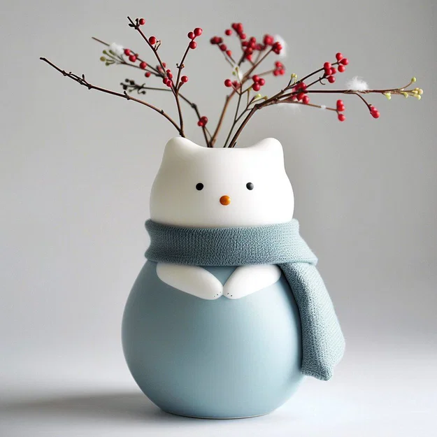 Lọ hoa Mèo quàng khăn (Cat in a Scarf Vase) - Image 1