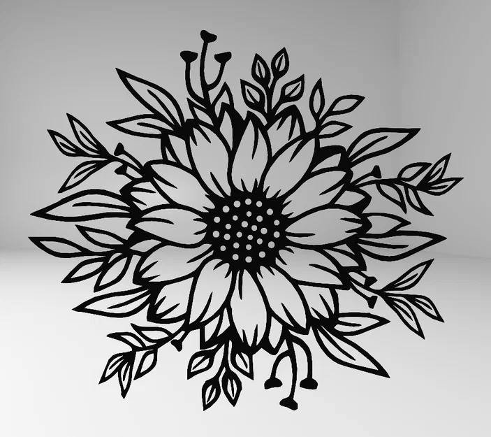 Tranh treo tường hoa hướng dương, nghệ thuật đường nét hoa hướng dương - Image 1