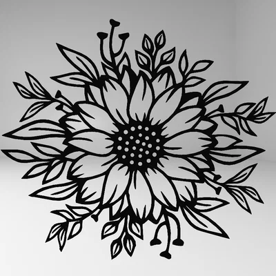 Tranh treo tường hoa hướng dương, nghệ thuật đường nét hoa hướng dương