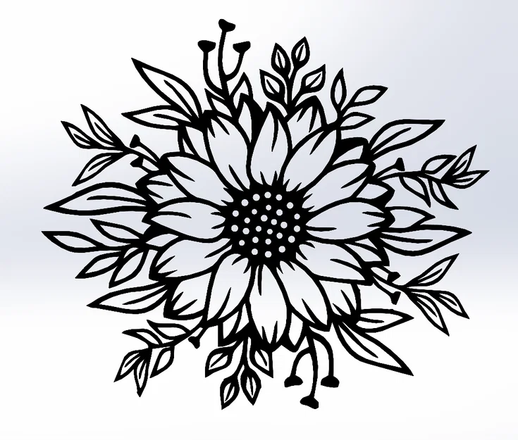 Tranh treo tường hoa hướng dương, nghệ thuật đường nét hoa hướng dương - Image 2