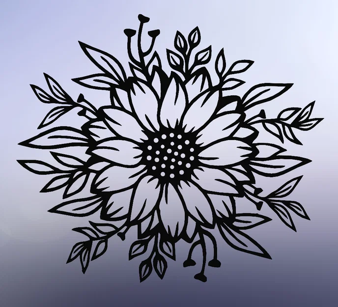 Tranh treo tường hoa hướng dương, nghệ thuật đường nét hoa hướng dương - Image 3