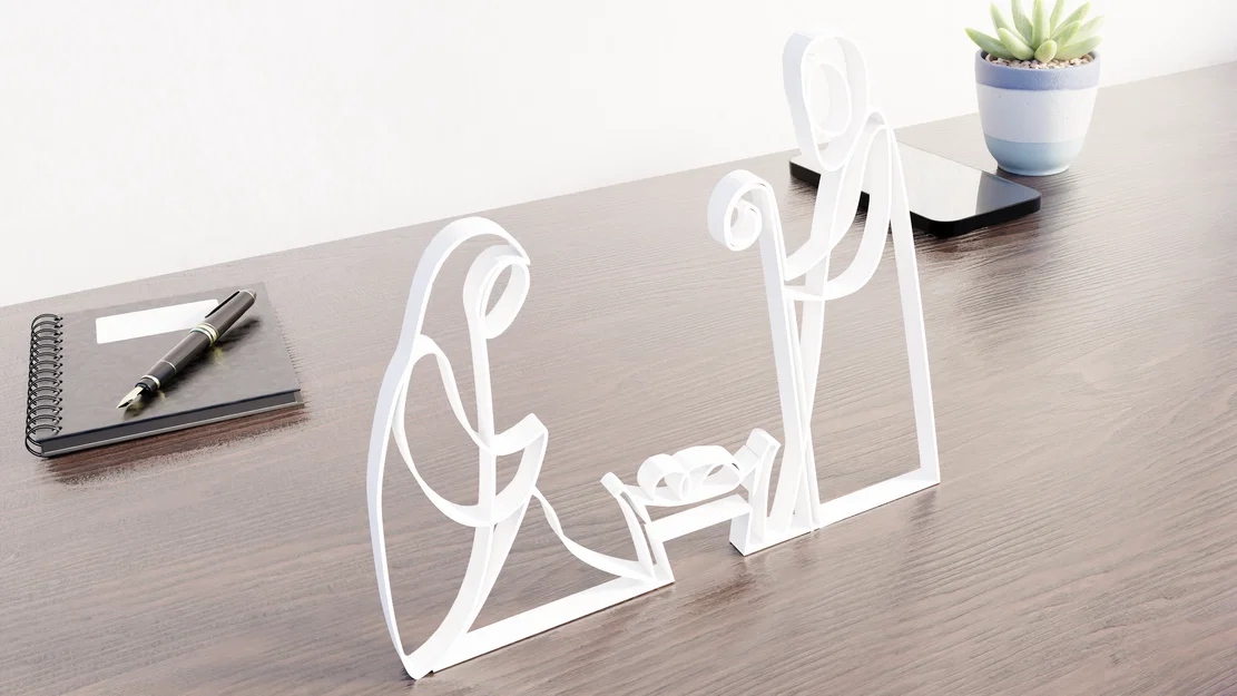 Mô hình trang trí Giáng sinh nghệ thuật nét vẽ (Nativity Scene) 3D - Image 1