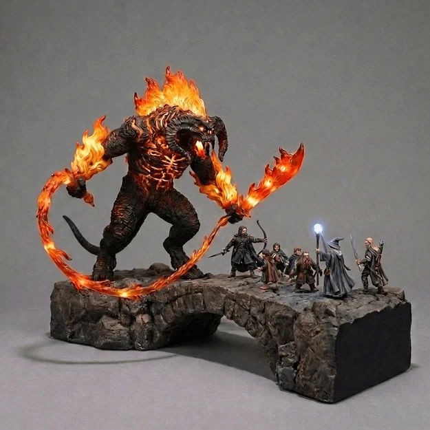 Mô hình 3D trận chiến kinh điển: Chúa tể những chiếc nhẫn và Balrog - Image 1