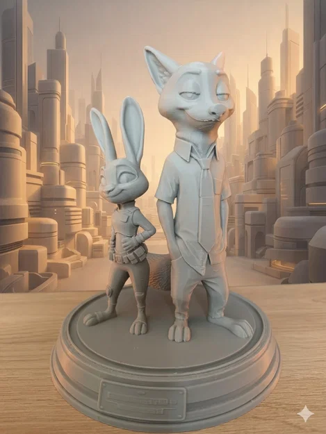 Mô hình 3D Nick và Judy (Zootopia) sắc nét cho người yêu hoạt hình - Image 1