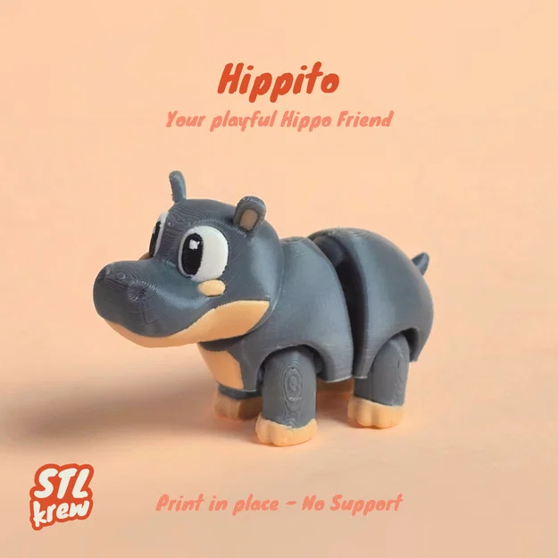 Mô hình chú hà mã dễ thương Flexi - Hippito - Image 1