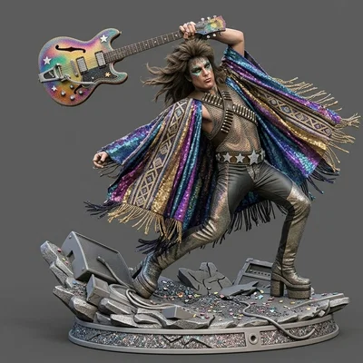 Mô hình nghệ sĩ Rockandroll Rainbow Rebel trên sân khấu vỡ