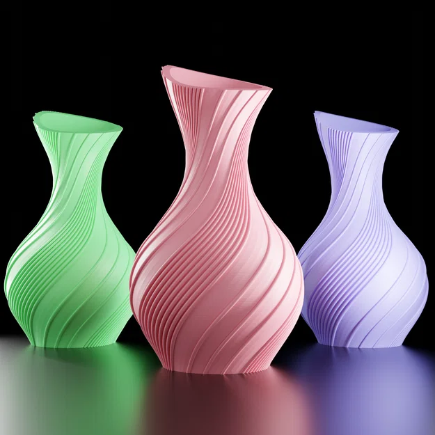 Mẫu bình hoa xoắn ốc 3D trang trí nhà cửa hiện đại - Image 1