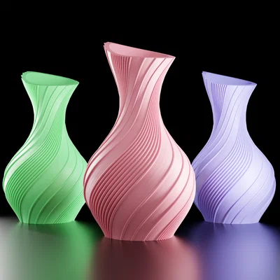 Mẫu bình hoa xoắn ốc 3D trang trí nhà cửa hiện đại