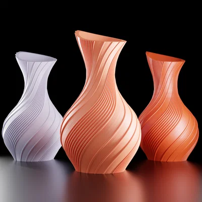 Mẫu bình hoa xoắn ốc 3D trang trí nhà cửa hiện đại